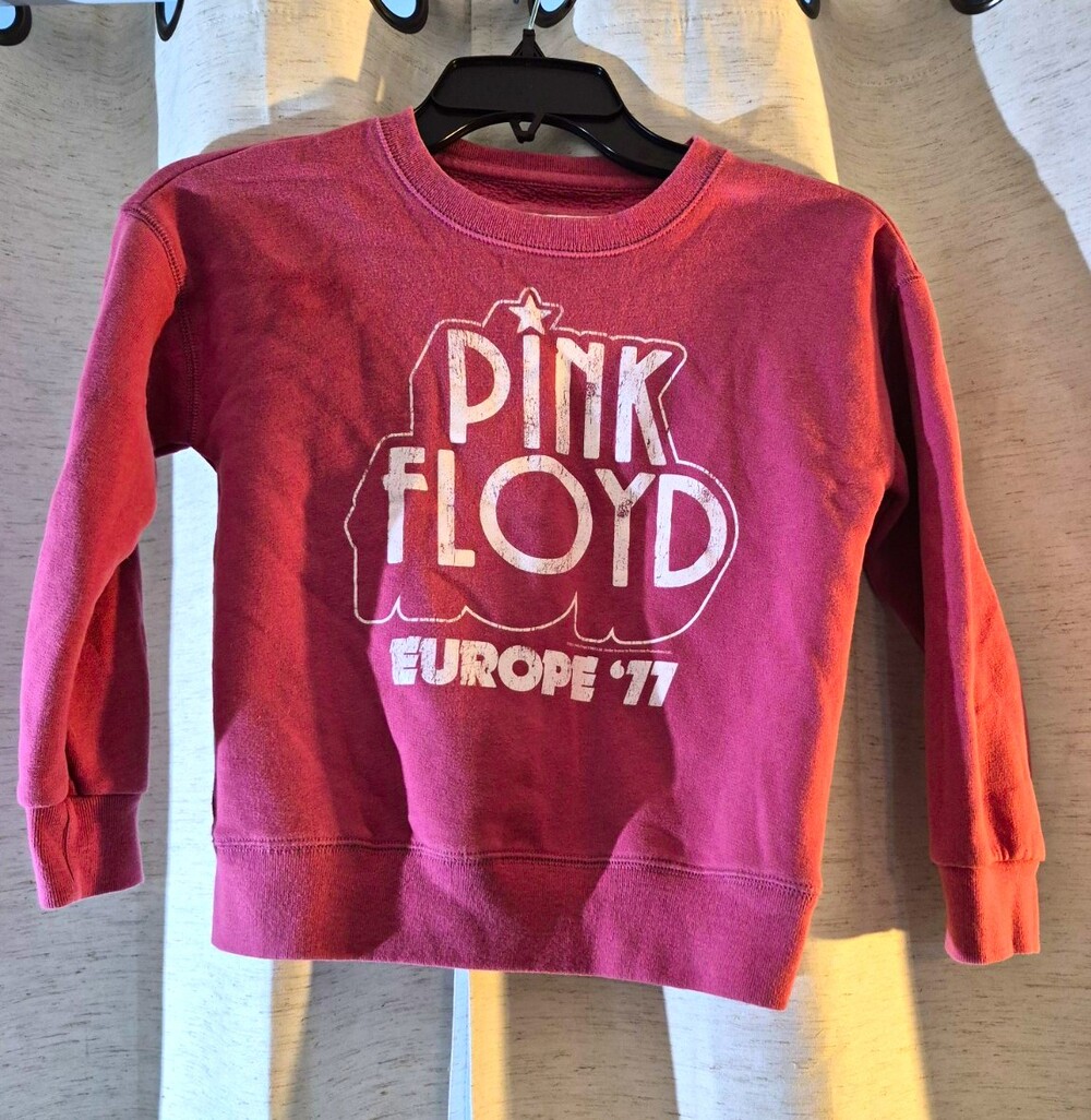Abercrombie Kids Pink Floyd Europe '77 Pink Fleece Crewneck Sweatshirt Sz 7